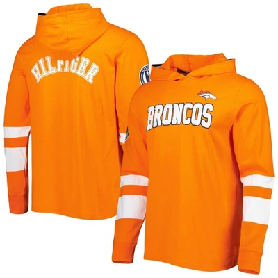 Shop Tommy Hilfiger Orange/white Denver Broncos Alex Long Sleeve Hoodie T-shirt