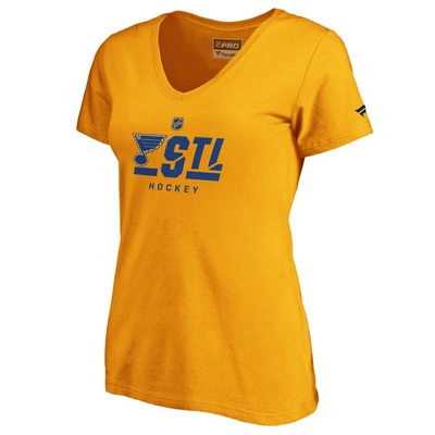 Shop Fanatics Branded Gold St. Louis Blues Authentic Pro Secondary Logo V-neck T-shirt