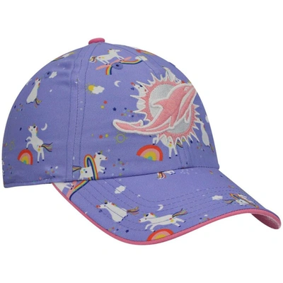 Shop 47 Girls Preschool ' Purple Miami Dolphins Unicorn Clean Up Adjustable Hat