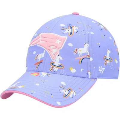 Shop 47 Girls Preschool ' Purple New England Patriots Unicorn Clean Up Adjustable Hat