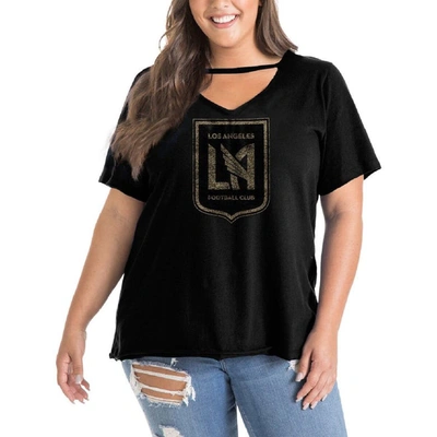 Shop 5th And Ocean By New Era 5th & Ocean By New Era Black Lafc Plus Size Athletic Baby V-neck T-shirt