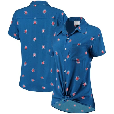 Shop Foco Royal Chicago Cubs All Over Logos Button-up Shirt