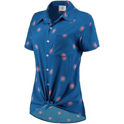 Shop Foco Royal Chicago Cubs All Over Logos Button-up Shirt