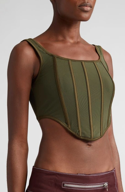 Shop By.dyln Clyde Mesh Corset In Khaki