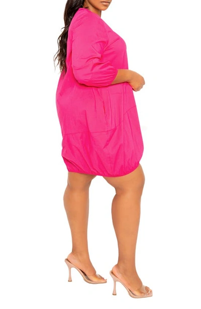 Buxom Couture Bubble Hem Cotton Blend Poplin Dress In Pink
