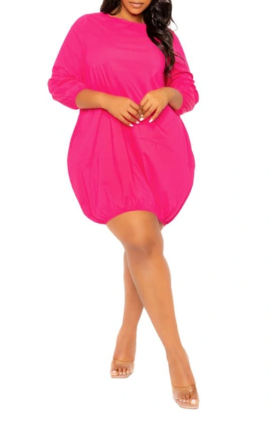 Buxom Couture Bubble Hem Cotton Blend Poplin Dress In Pink