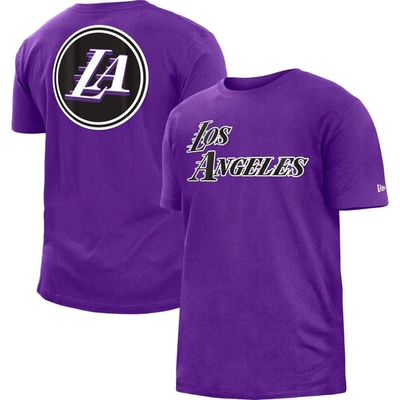 Shop New Era Purple Los Angeles Lakers 2022/23 City Edition Brushed Jersey T-shirt