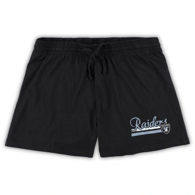 Shop Concepts Sport White/black Las Vegas Raiders Plus Size Downfield T-shirt & Shorts Sleep Set