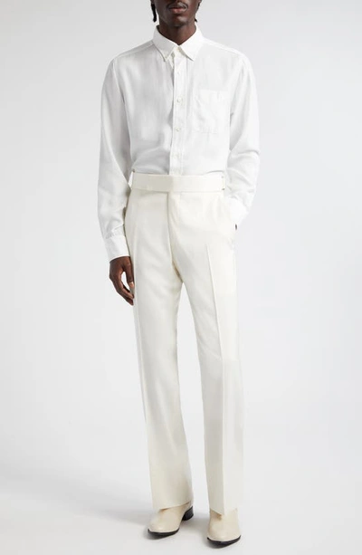 Shop Tom Ford Slim Fit Lyocell Button-down Shirt In Chalk