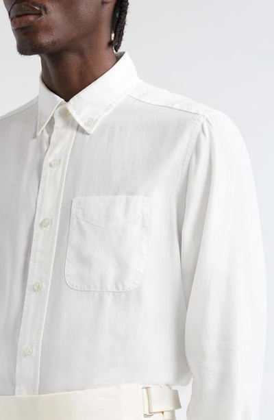 Shop Tom Ford Slim Fit Lyocell Button-down Shirt In Chalk