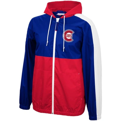 Shop Mitchell & Ness Royal/red Chicago Cubs Game Day Full-zip Windbreaker Hoodie Jacket