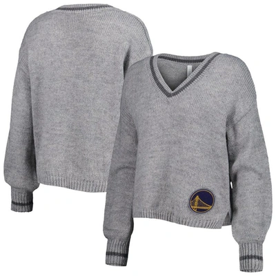 Shop Lusso Gray Golden State Warriors Scarletts Lantern Sleeve Tri-blend V-neck Pullover Sweater