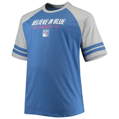 Shop Profile Heathered Blue New York Rangers Big & Tall Raglan T-shirt