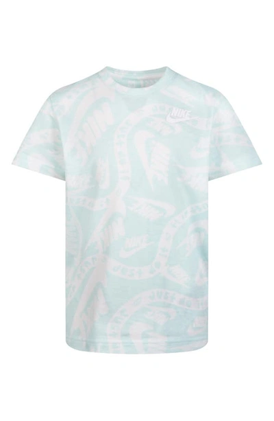 Shop Nike Kids' Mark Basics Print Cotton Blend T-shirt In Jade Ice