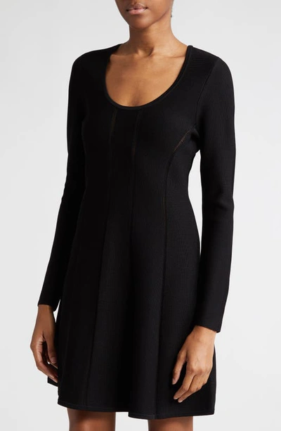 Shop Zimmermann Luminosity Long Sleeve Paneled Mini Sweater Dress In Black