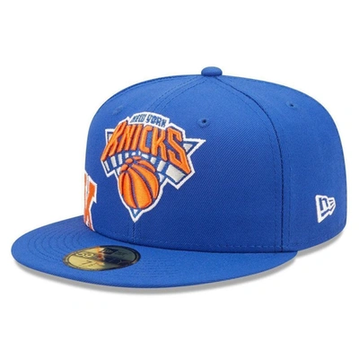 Shop New Era Blue New York Knicks Side Split 59fifty Fitted Hat