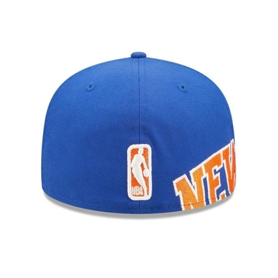Shop New Era Blue New York Knicks Side Split 59fifty Fitted Hat
