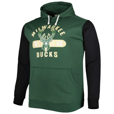 Shop Fanatics Branded Hunter Green/black Milwaukee Bucks Big & Tall Bold Attack Pullover Hoodie