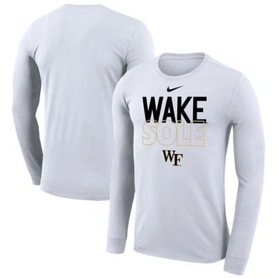 Shop Nike White Wake Forest Demon Deacons 2023 On Court Bench Long Sleeve T-shirt In Gray