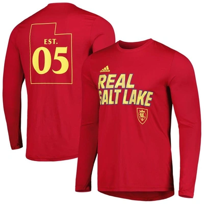 Shop Adidas Originals Adidas Red Real Salt Lake Jersey Hook Aeroready Long Sleeve T-shirt