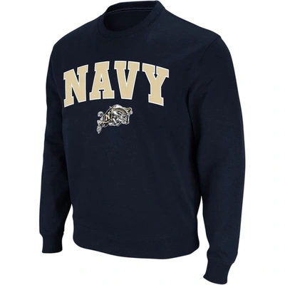 Shop Colosseum Navy Navy Midshipmen Arch & Logo Crew Neck Sweatshirt