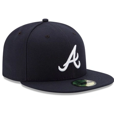 Shop New Era Navy Atlanta Braves Road Authentic Collection On-field 59fifty Fitted Hat