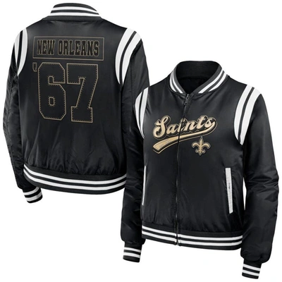 Shop Wear By Erin Andrews Black New Orleans Saints Bomber Full-zip Jacket