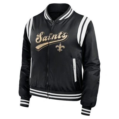 Shop Wear By Erin Andrews Black New Orleans Saints Bomber Full-zip Jacket
