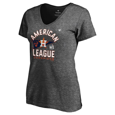 Shop Fanatics Branded Heathered Charcoal Houston Astros 2021 American League Champions Locker Room V-neck In Heather Charcoal