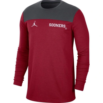 Shop Jordan Brand Crimson Oklahoma Sooners Player Performance Long Sleeve T-shirt