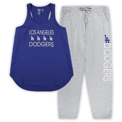 Shop Concepts Sport Royal/heather Gray Los Angeles Dodgers Plus Size Meter Tank Top & Pants Sleep Set