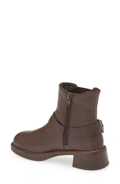 Shop Steve Madden Kids' Rider Harness Bootie In Brown Leather