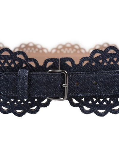 Shop Alaïa Perforated Leather Belt In Blue