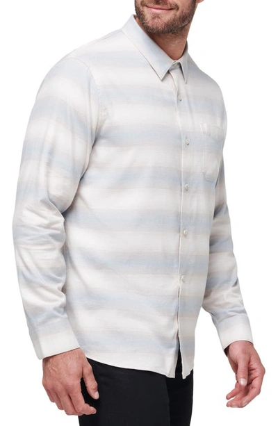 Shop Travismathew Cloud Flannel Button-up Shirt In Moonbeam/ Stellar Blue