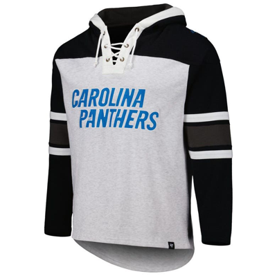 Shop 47 ' Carolina Panthers Heather Gray Gridiron Lace-up Pullover Hoodie