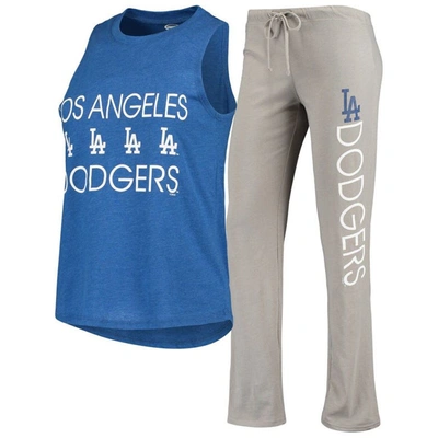 Shop Concepts Sport Gray/royal Los Angeles Dodgers Meter Muscle Tank Top & Pants Sleep Set