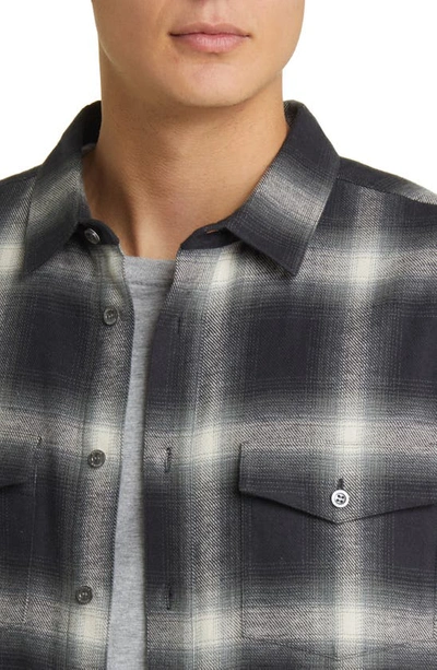 Shop Frame Plaid Brushed Cotton Button-up Shirt In Grey