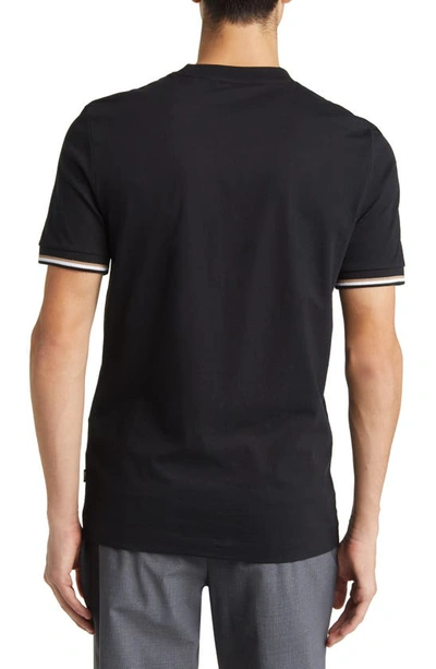 Hugo Boss Stripe-trim Cotton T-shirt In Black