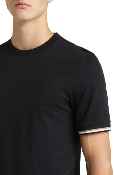 Hugo Boss Stripe-trim Cotton T-shirt In Black
