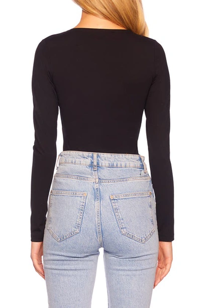 Susana Monaco Diagonal Neckline Long Sleeve Top In Black