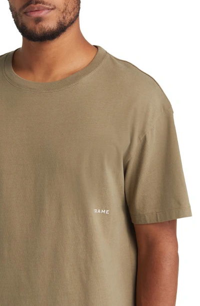 Shop Frame Washed Relaxed Fit Logo T-shirt In Washed Khaki Green