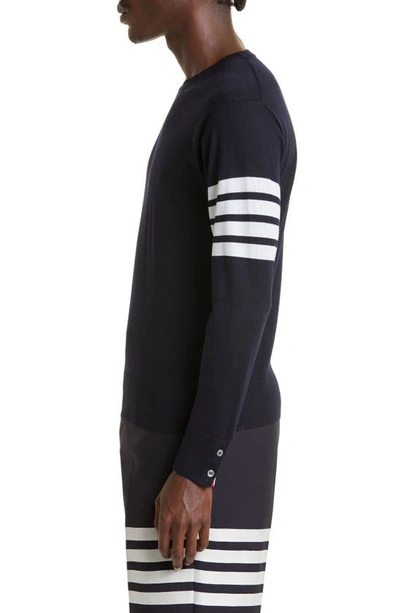 Shop Thom Browne Merino Wool Pullover In Navy