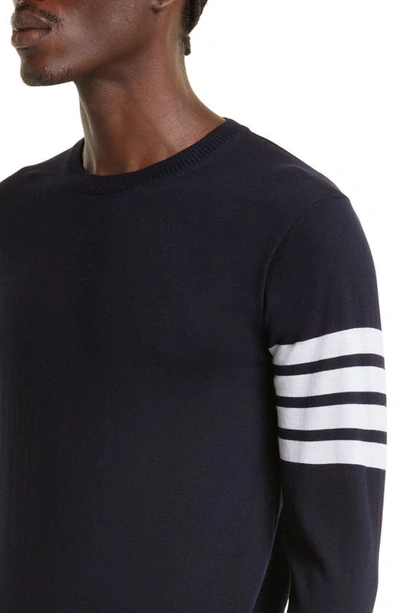 Shop Thom Browne Merino Wool Pullover In Navy