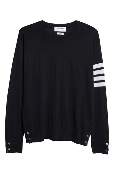 Shop Thom Browne Merino Wool Pullover In Navy