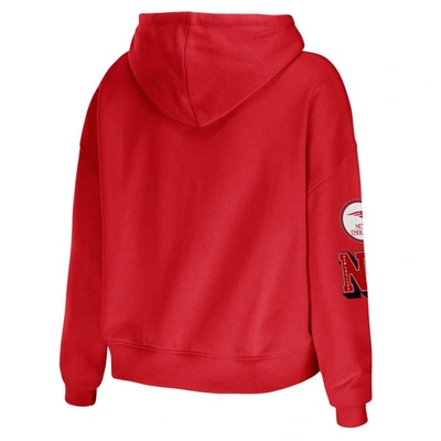 Shop Wear By Erin Andrews Red New England Patriots Plus Size Modest Cropped Pullover Hoodie