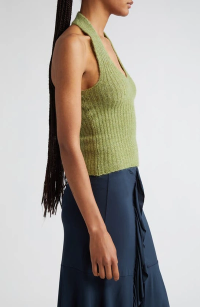 Shop Paloma Wool Ploraire Knit Merino Wool & Alpaca Blend Halter Top In Light Khaki Green