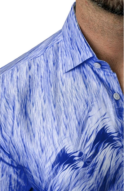 Shop Maceoo Fibonacci Royal Lion Blue Button-up Shirt