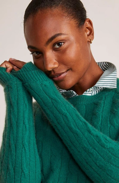 Shop Vineyard Vines Cable Stitch Cashmere Sweater In Turf Green