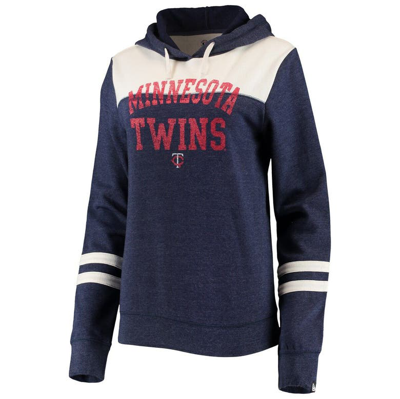 Shop New Era Heathered Navy/white Minnesota Twins Colorblock Tri-blend Pullover Hoodie In Heather Navy
