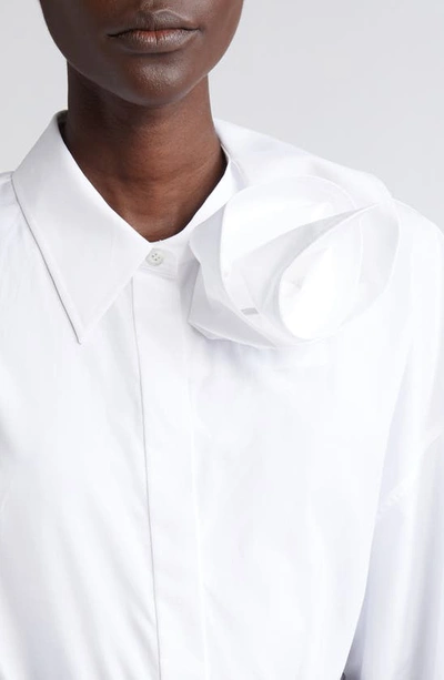 Shop Alexander Mcqueen Draped Orchid Cotton Poplin Button-up Shirt In 9000 Opticalwhite